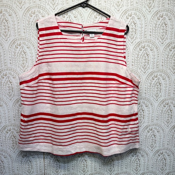 Liz Claiborne Tops - Liz Claiborne Sleeveless Top Women XXL Red White Striped Linen Blend Nautical